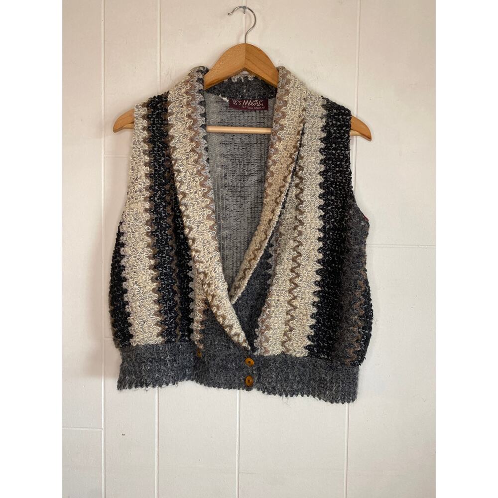 Vintage 70s It's Magic by Toni Garment Neutral colors Knit Vest